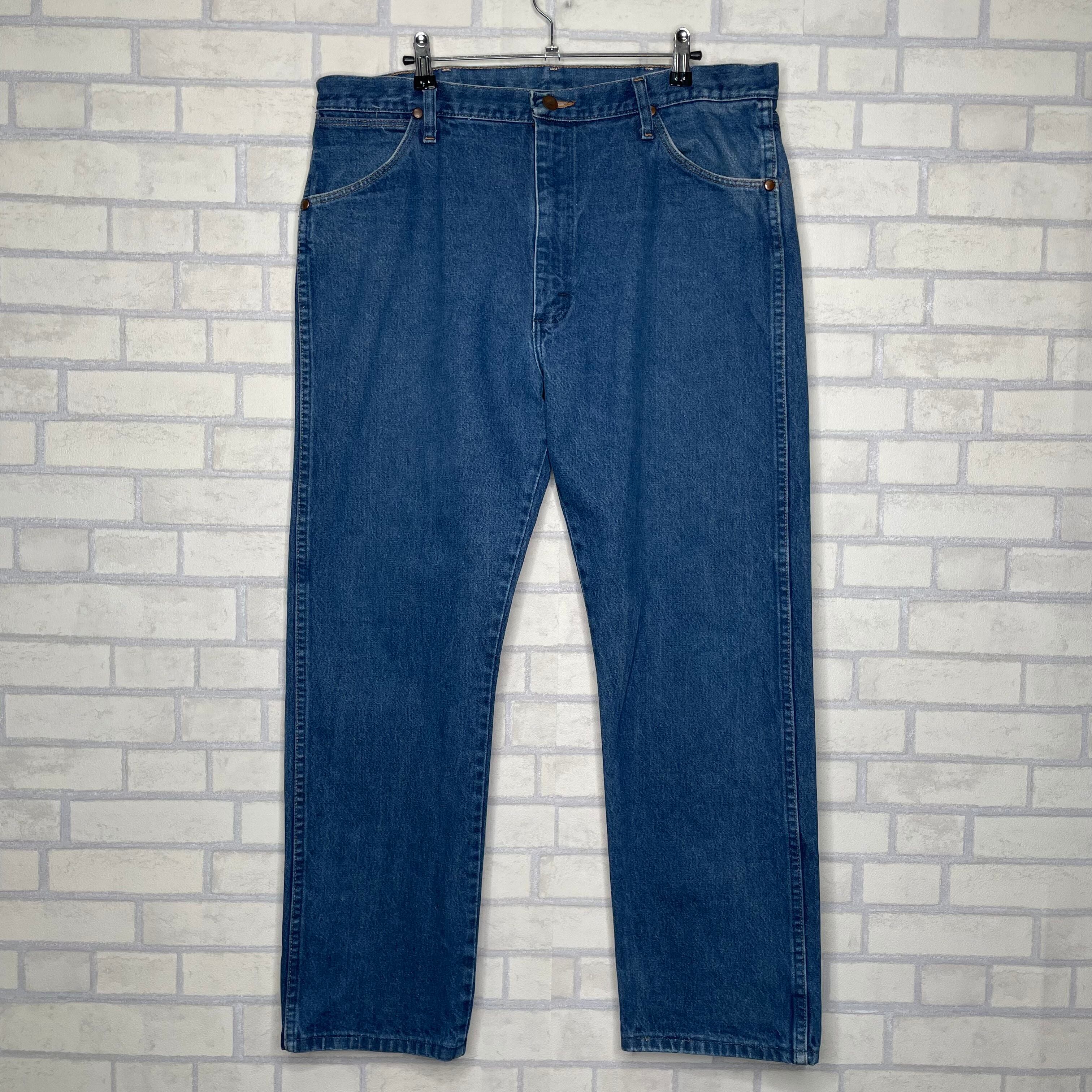 Wrangler デニムパンツ W38×L30 革パッチ ブランドタグ 裾リメイク