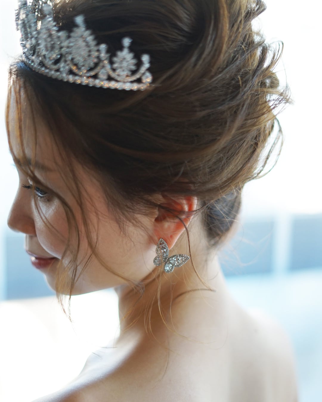 E-110 キュービックジルコニア butterfly ピアス 0961 | ウェディング