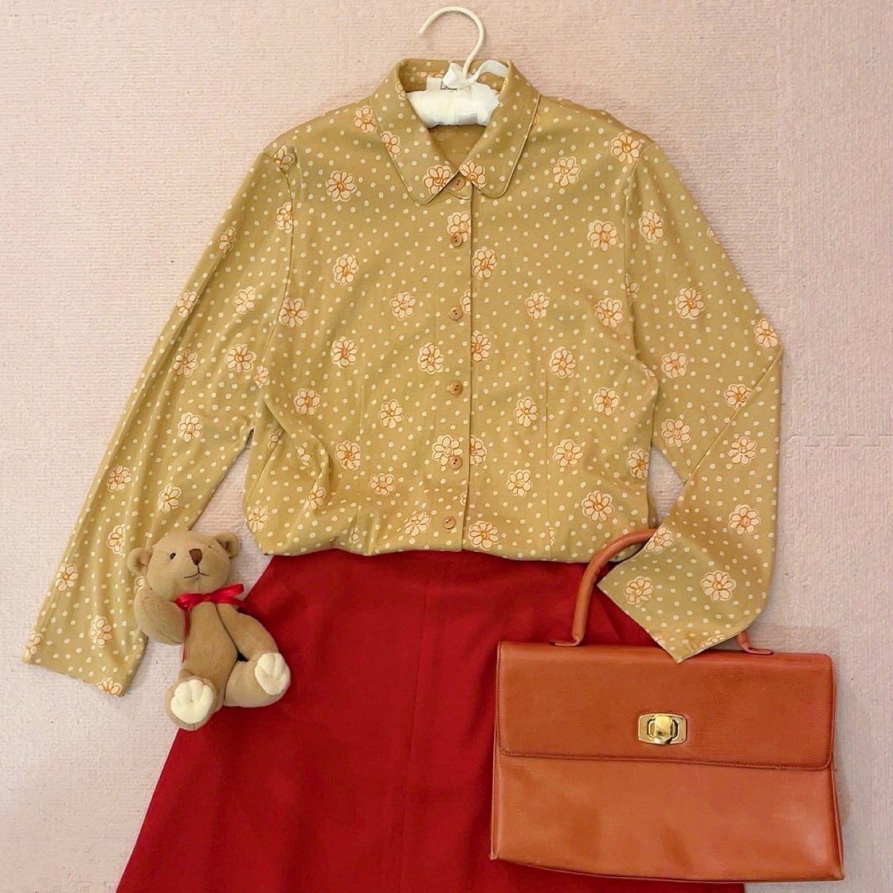 handwriting flower dot printed blouse