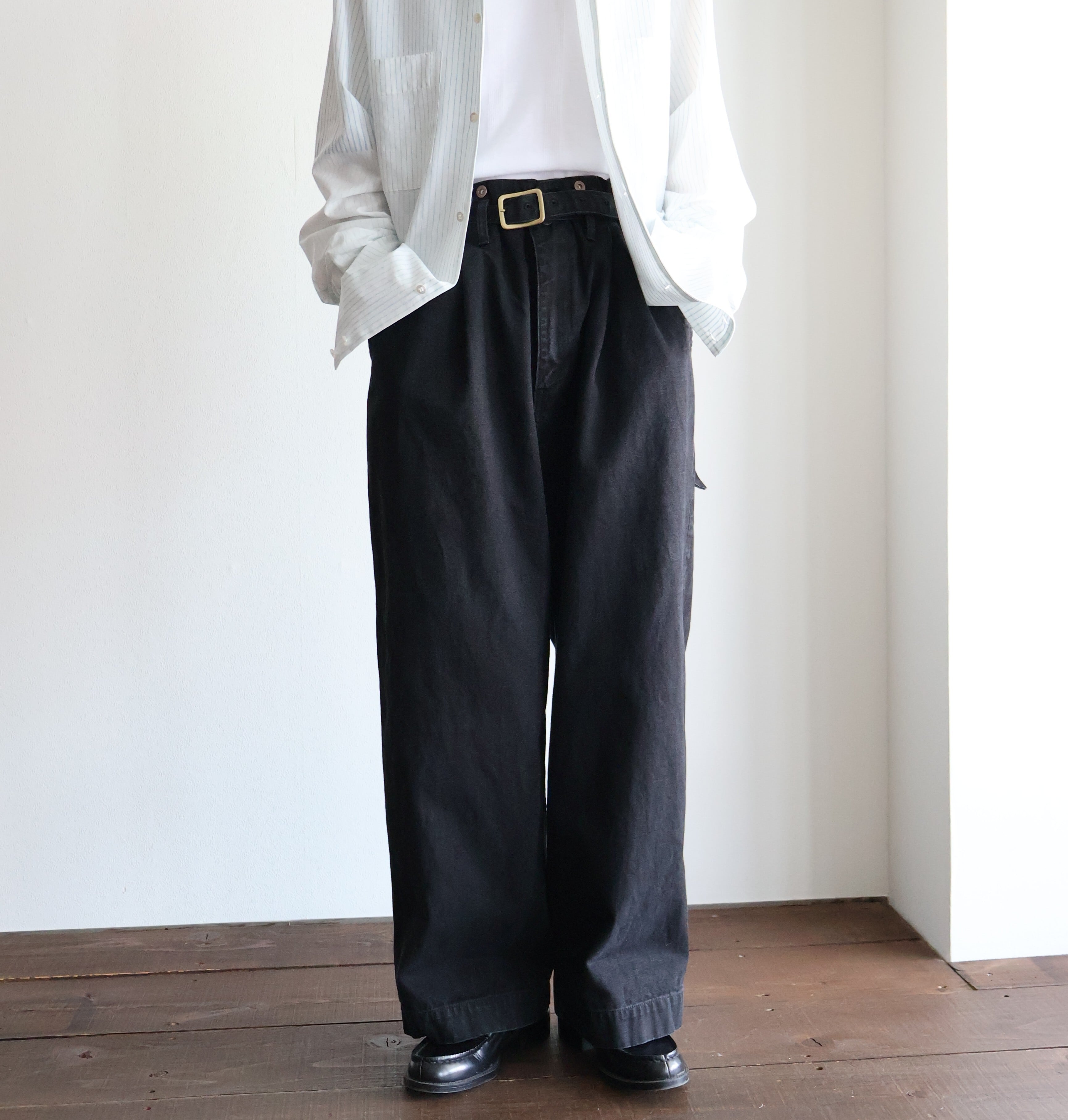 【試着のみ】Gurank CH BELTED WORK PANTS サイズ32 Gurank CH belted work pants - OW - PURAS