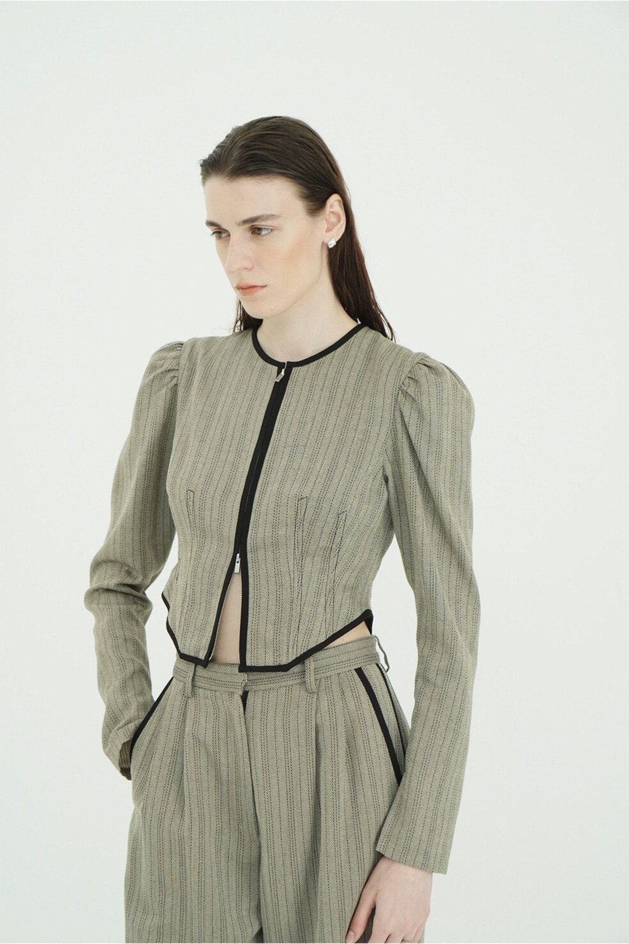 CLANE HERRINGBONE CORSET DETAIL TOPS