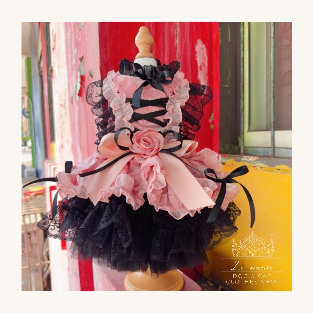 予約（海外ハンドメイド）【№B03846-P】ピンク＆ブラック ローズ