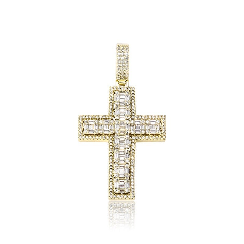 Baguette Diamond Cross Necklace | Glitter