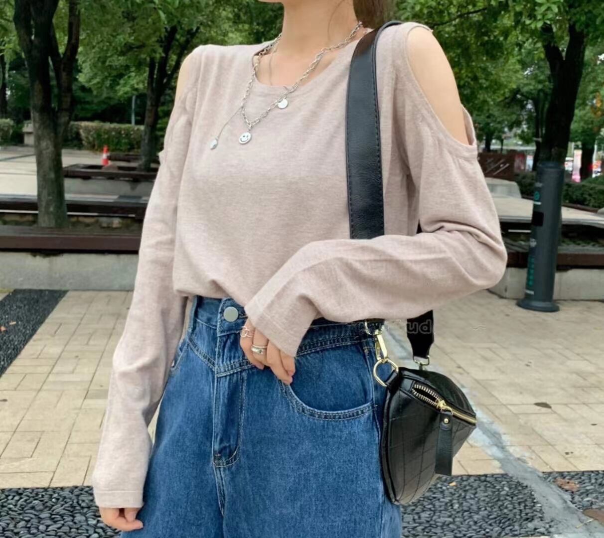 肩開き カラーニット　AJ111-155