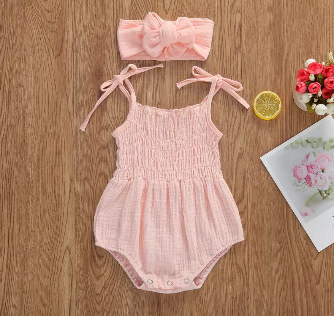 リネンジャンプスーツ＋ターバンセット》》》》》2021SS  海外子供服　プチプラ　女の子　セット