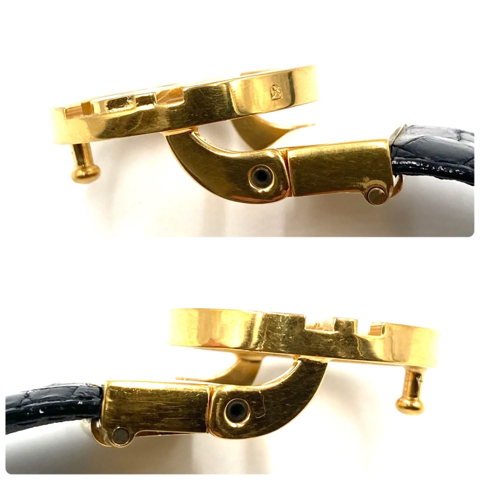 □美品□dunhill ダンヒル レザーベルト クロコ ロゴバックル ブラック