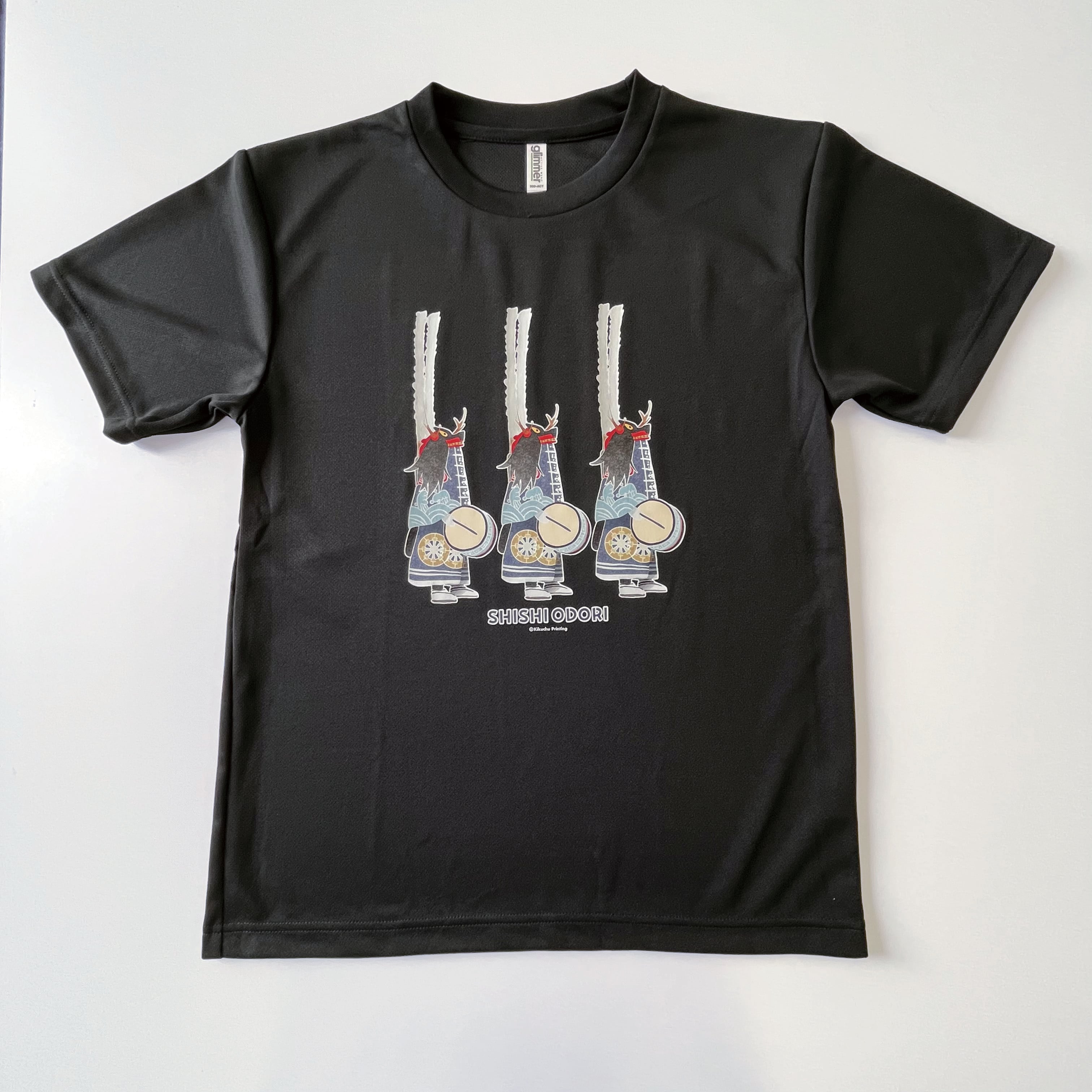 Tシャツ 鹿踊（3匹・黒） | 森の店っこや~花巻特産品オンラインショップ~