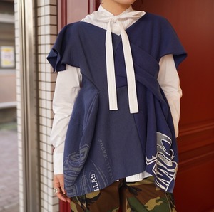 77circa(ナナナナサーカ)"circa make horizontal cutback print sweat top(NAVY)”