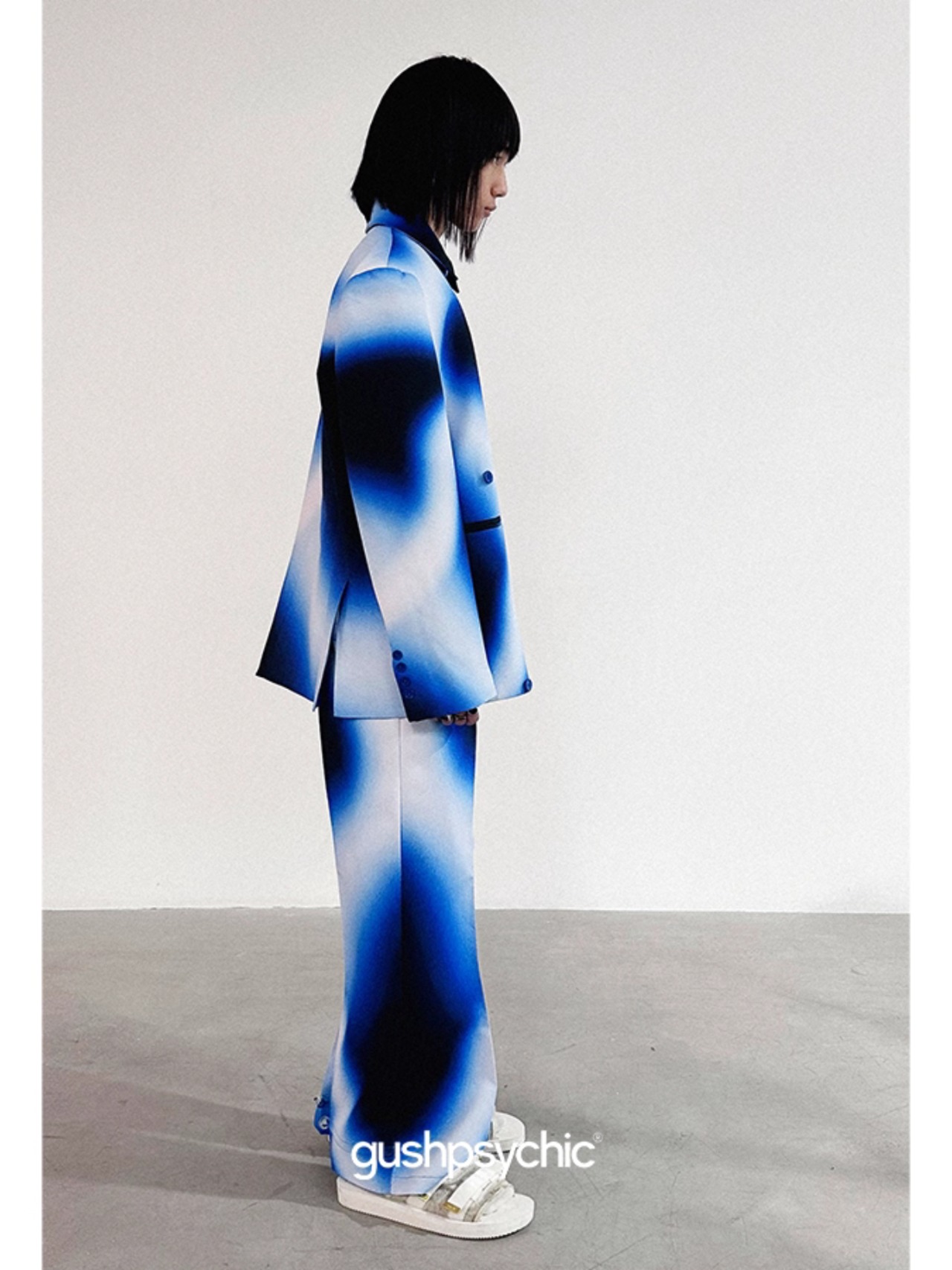 gushpsychic Blue White Gradient Print 3-Piece Set