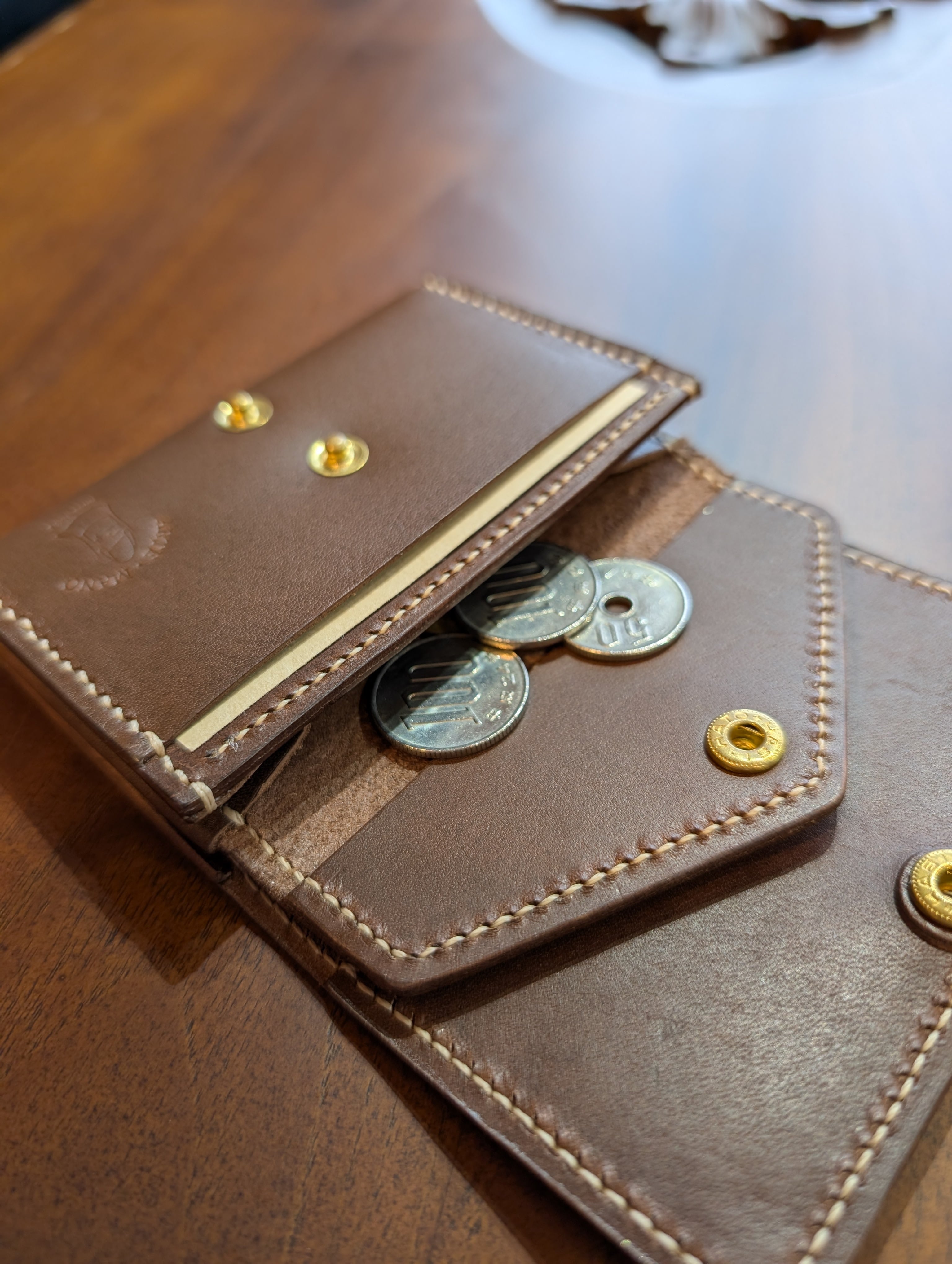 全て手作りの一点もの革小物】コンパクトな財布・カードコインケース