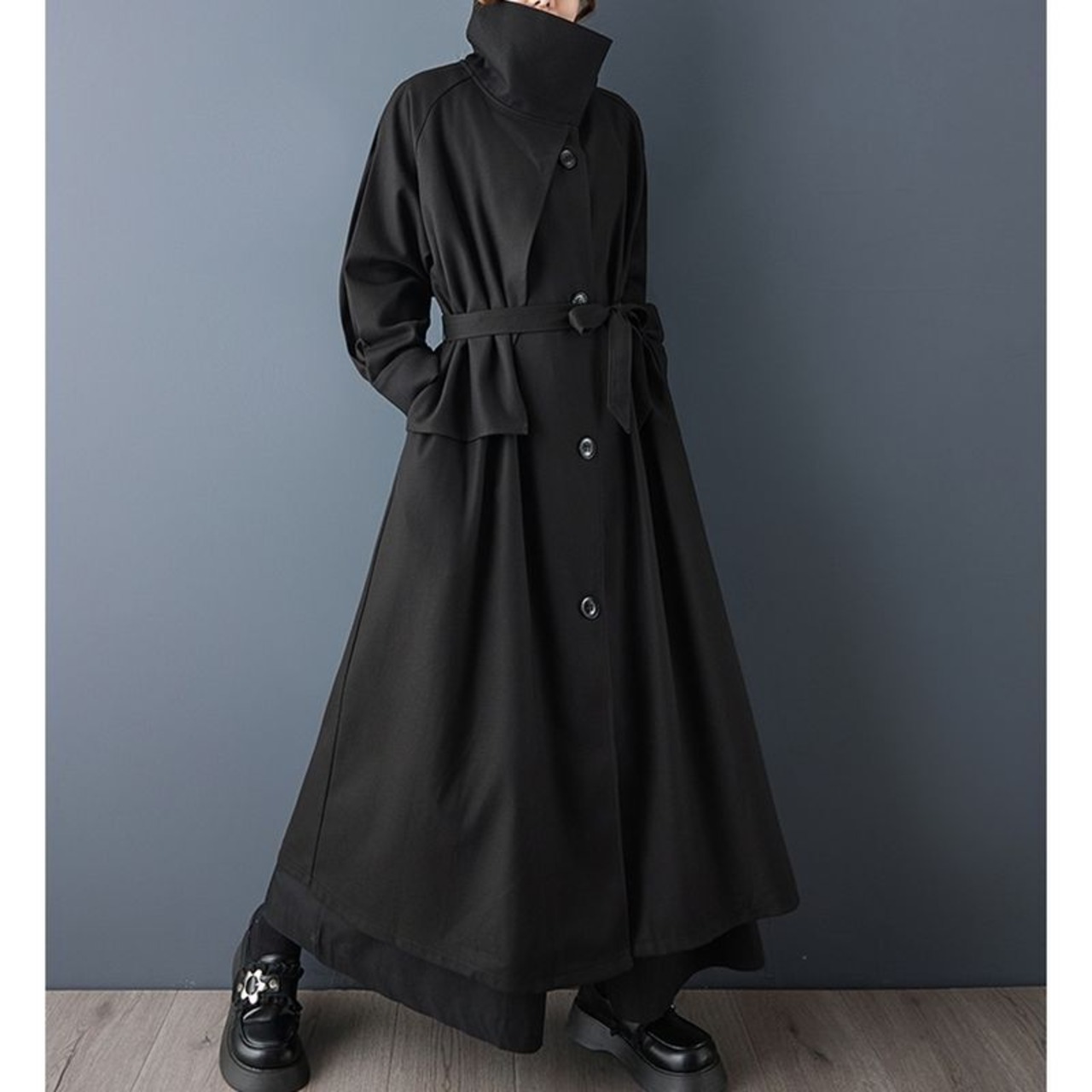 ビッグカラー バックボタン ロングコート  60046