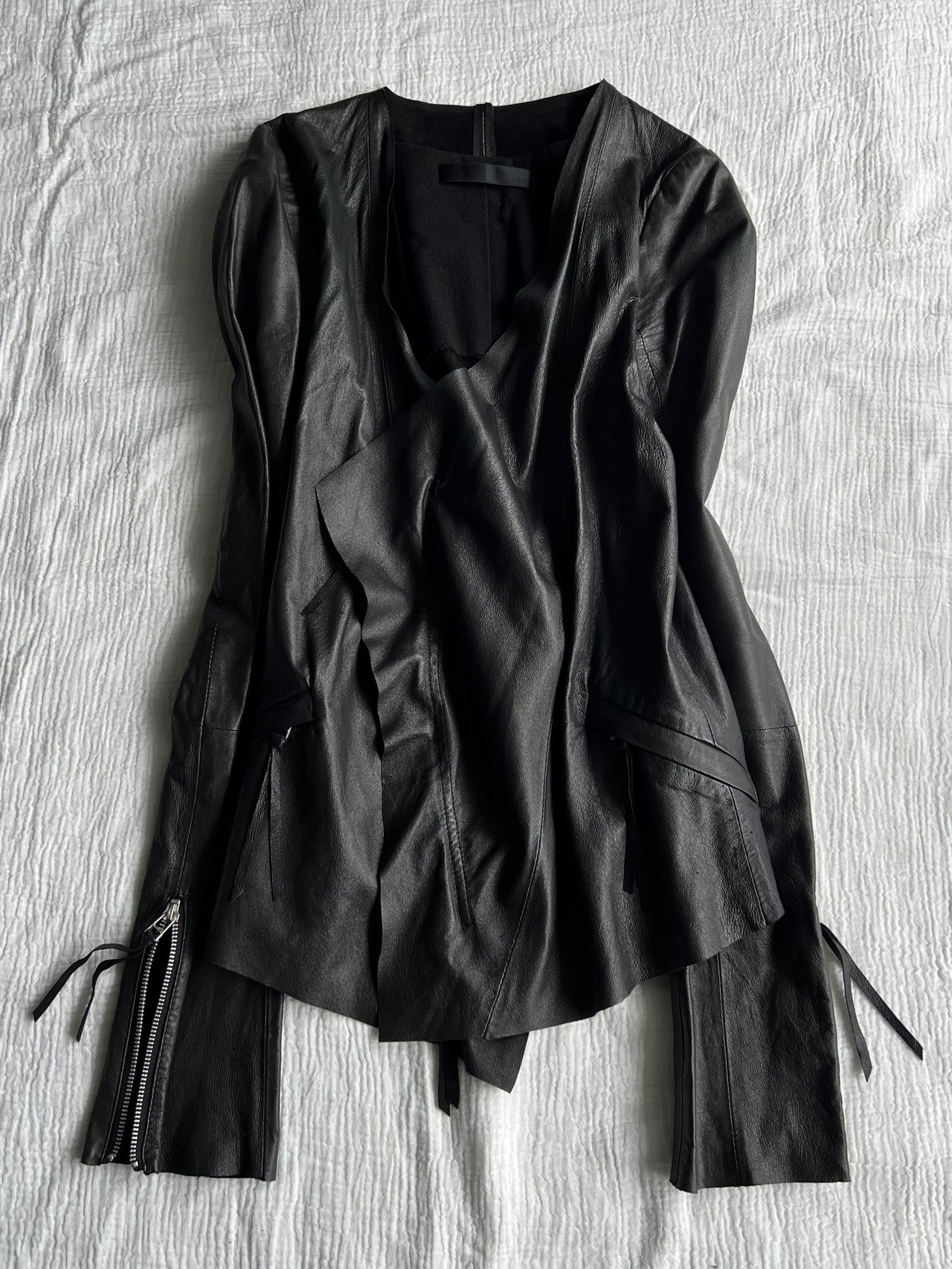 "EKAM" No collar Leather Jacket