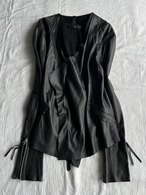 "EKAM" No collar Leather Jacket