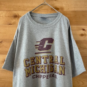 【MV SPORT】カレッジ セントラル・ミシガン大学 Tシャツ ロゴ Central Michigan Chippewas プリント XL US古着