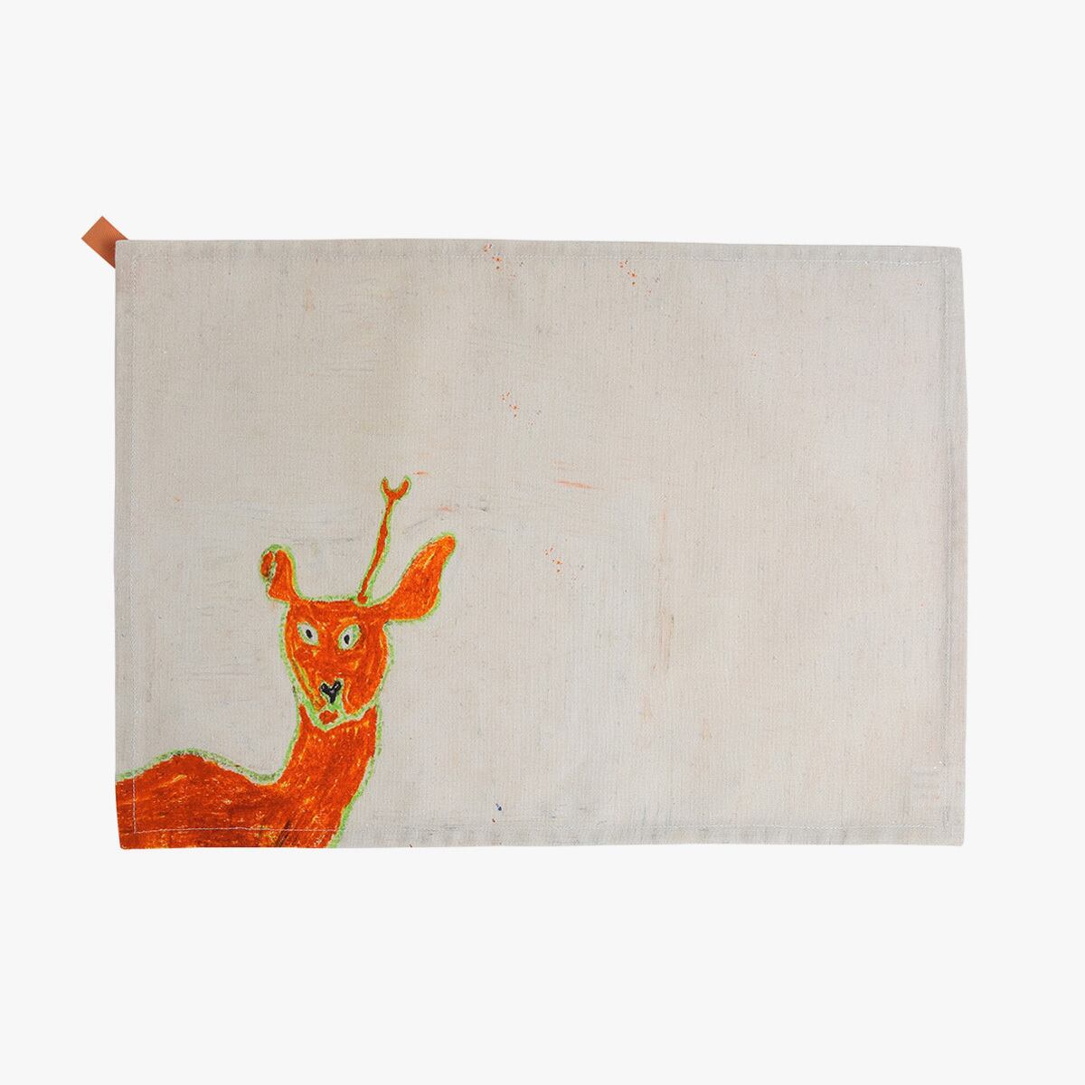 キッチンクロス「鹿一本角」小笹逸男