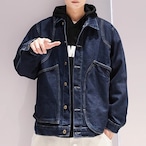 Patch Pocket Button Front Hip-Length Denim Jacket ◇H0858