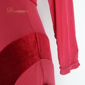 社交ダンス 衣装 スタンダード ドレス ワンピース パーティ 発表会 ベロア 上品 高級感 伸縮 レッド系 綺麗 ワインレッド 光沢 おしゃれ デザイン フォーマル 大人 女性用 舞台衣装 エレガント 伸びる シンプル クラシック
