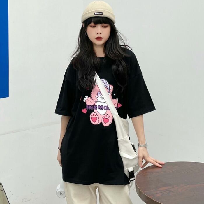 サマールーズスタンダードプリント柄Tシャツ カジュアル レトロ 夏物 ケッペル13393478170