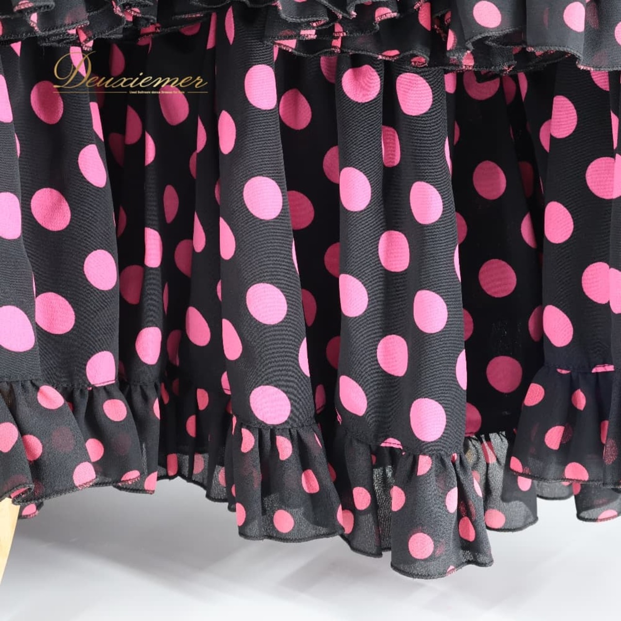 フラメンコ 衣装 prima boutique プリマブティック ドレス ワンピース ブラック系 ピンク系 黒 ピンク 水玉 ドット ボランテ フリル ダンス パーティ 発表会 リボン ダンス衣装 舞台衣装 発表会衣装 コスチューム レディース