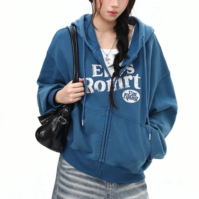 vintage logo color zip-up hoodie　ヴィンテージロゴカラージップパーカー　J2152