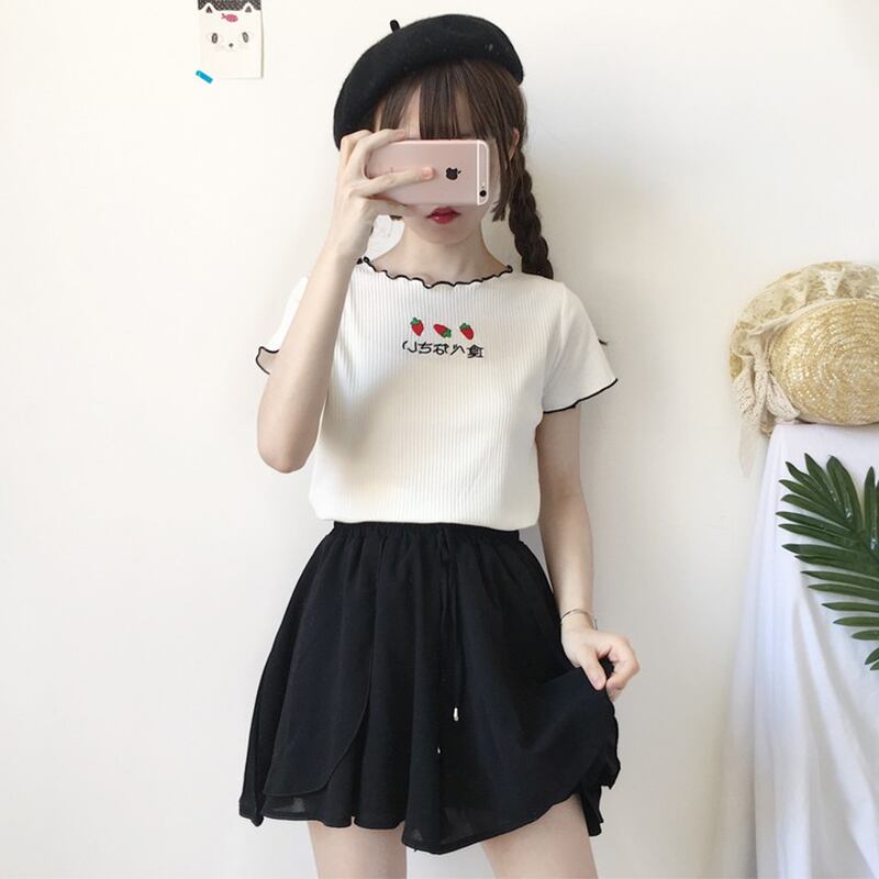 半袖女性2020新しい小さな新鮮な刺繡半袖学生夏の短いTシャツトップス小さな新鮮な 萌量不足11635620839