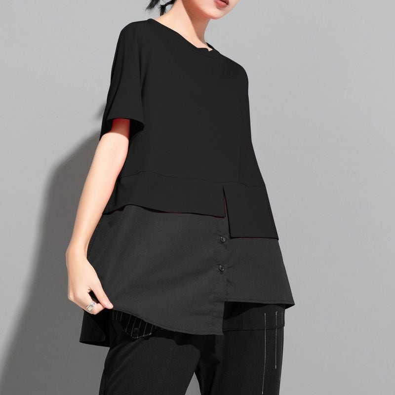 アシンメトリー半袖Tシャツ T0222 | Style Sombre（スタイルサムバ