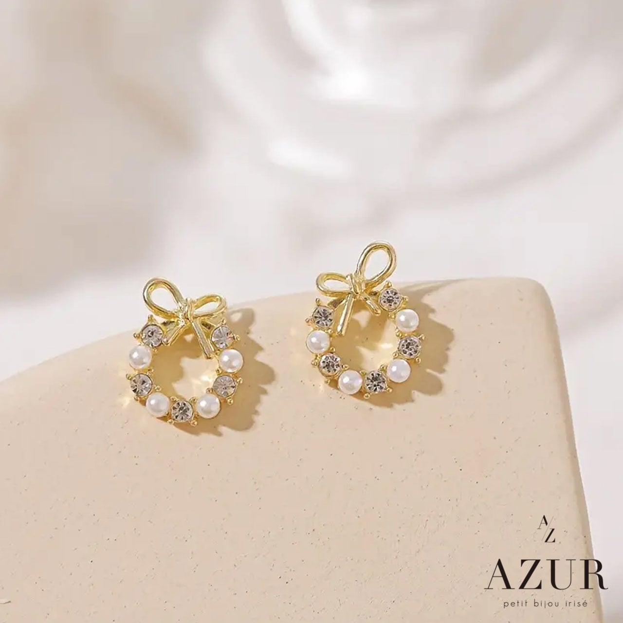 リボンパールピアス