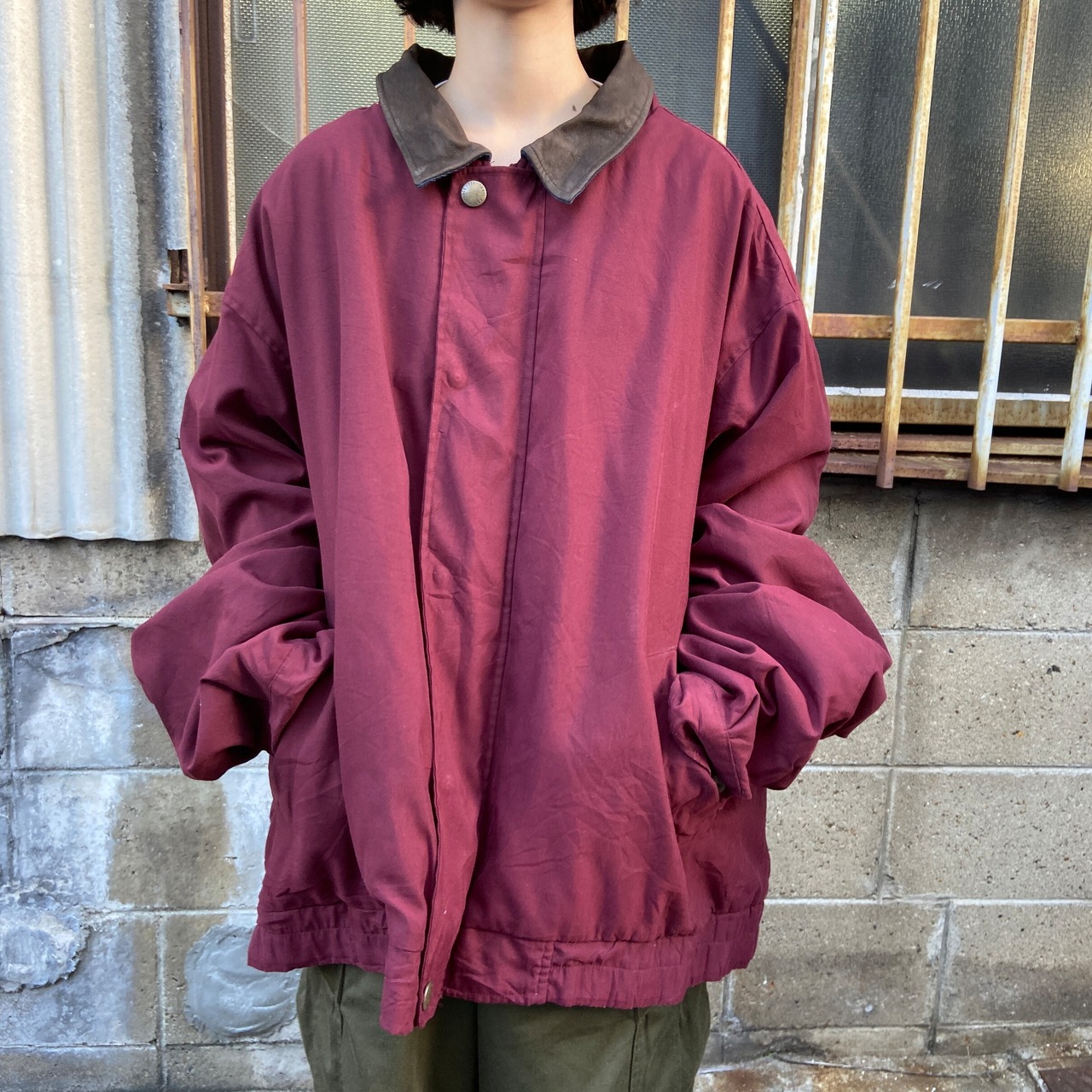 スーパービッグサイズ Eddie Bauer エディーバウアー レザー襟 中綿 