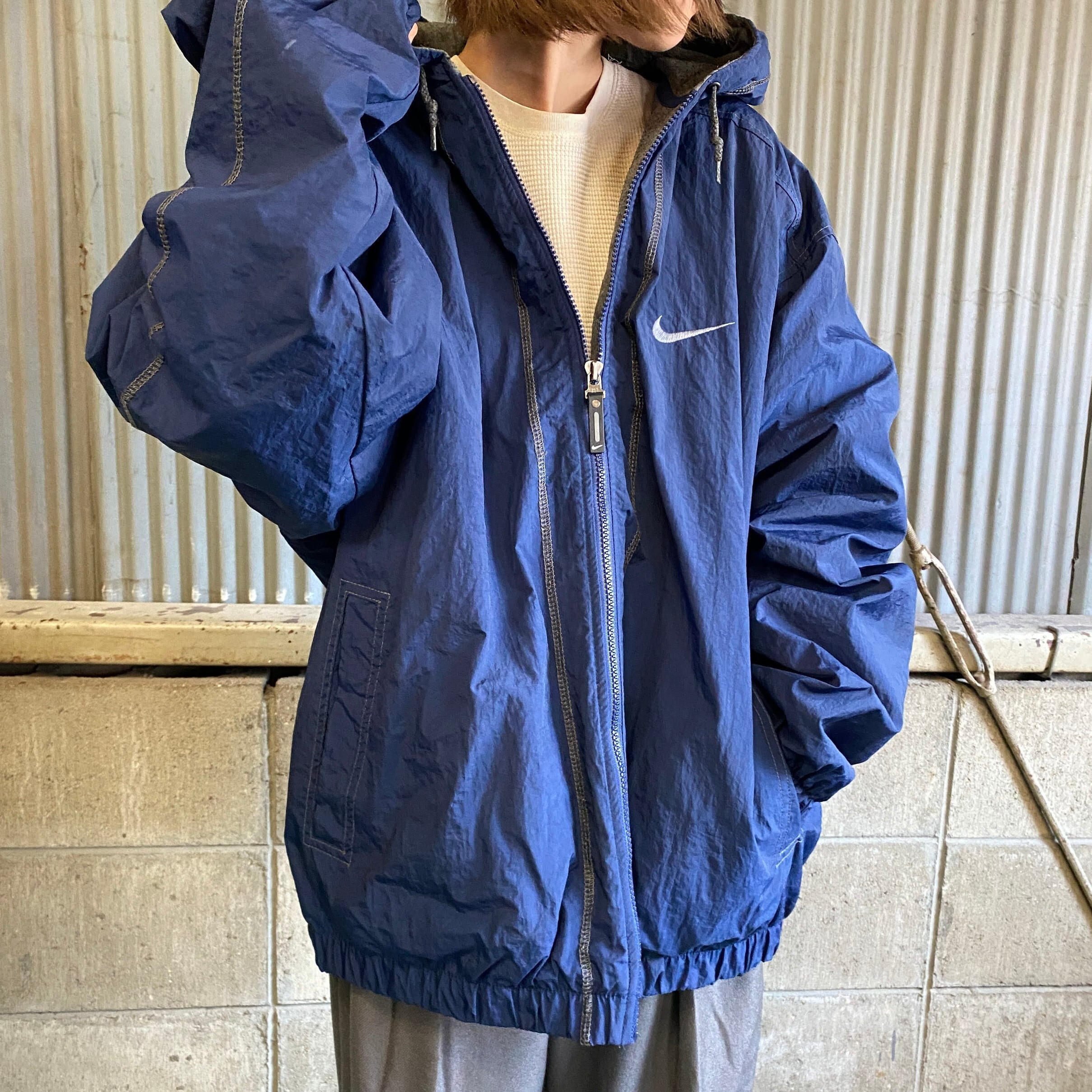 90〜00年代 NIKE ナイキ キルティングライナー ナイロンパーカー メンズXL 古着 90s 00S ヴィンテージ ビンテージ ネイビー 紺  バック刺? 刺繍ロゴ 【ナイロンジャケット】 | cave 古着屋【公式】古着通販サイト