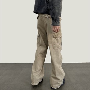 オールドウォッシュヴィンテージレトロダメージ加工ビッグポケットパンツ　1186