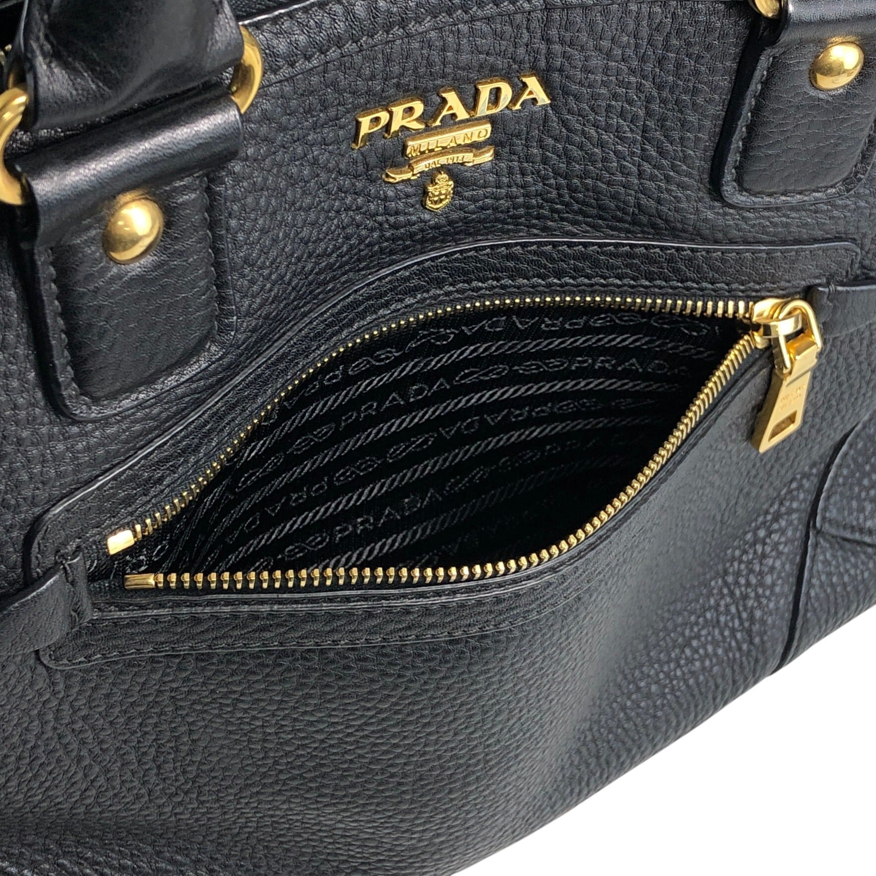 PRADA プラダ ハンドバッグ ブラック ロゴ レザー 2way ミニボストン
