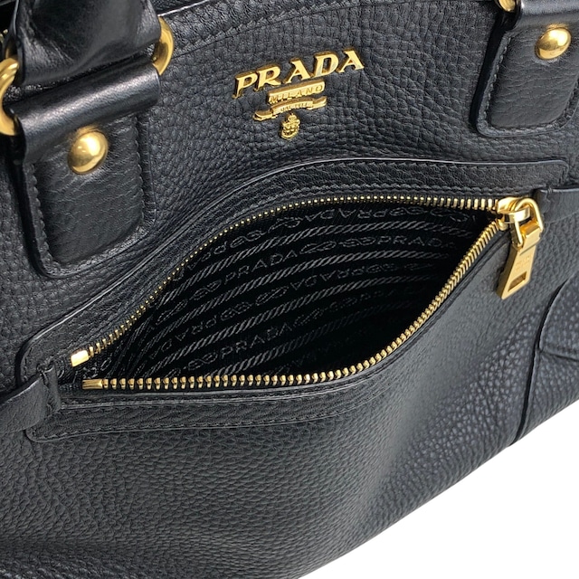 PRADA プラダ ハンドバッグ ブラック ロゴ レザー 2way ミニボストン vintage ヴィンテージ オールド h5k5fy