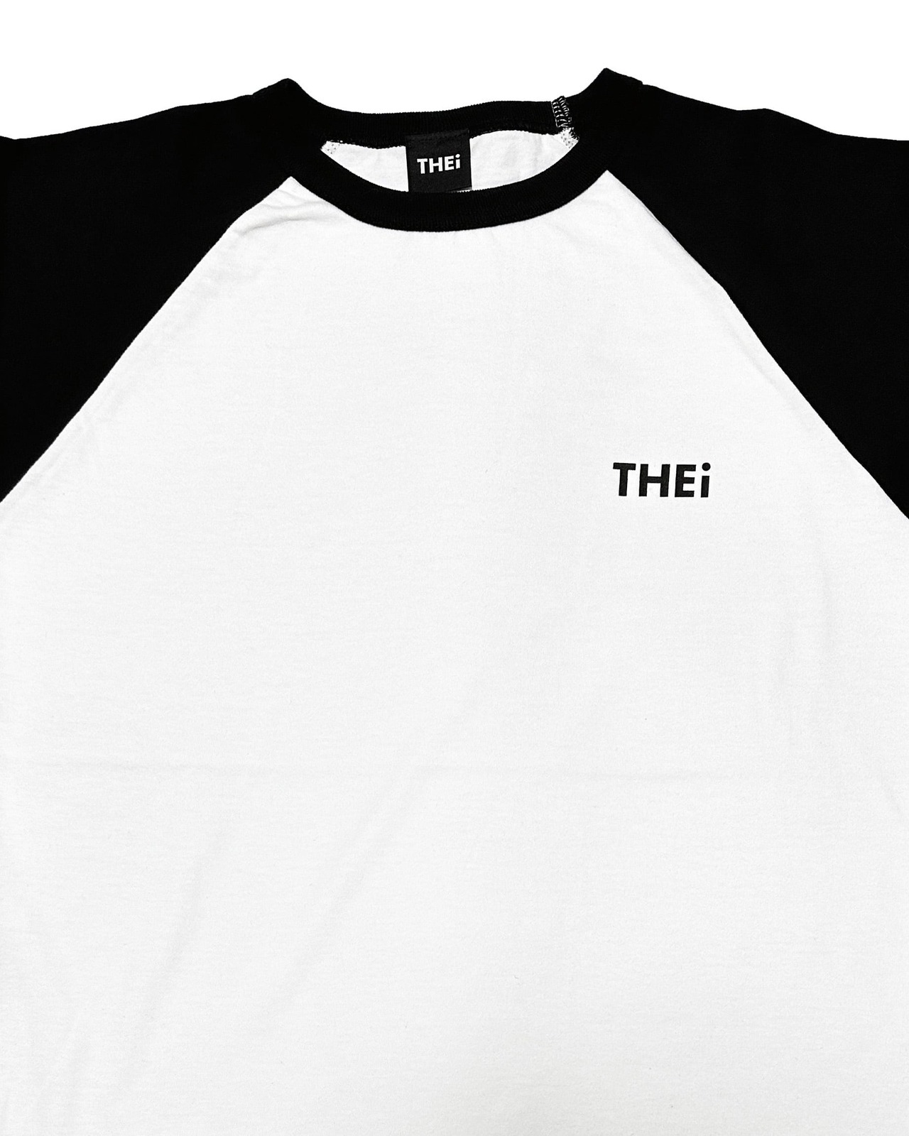BASIC ONE POINT RAGLAN 3/4 SLEEVE T-SHIRT - WHITE / BLACK