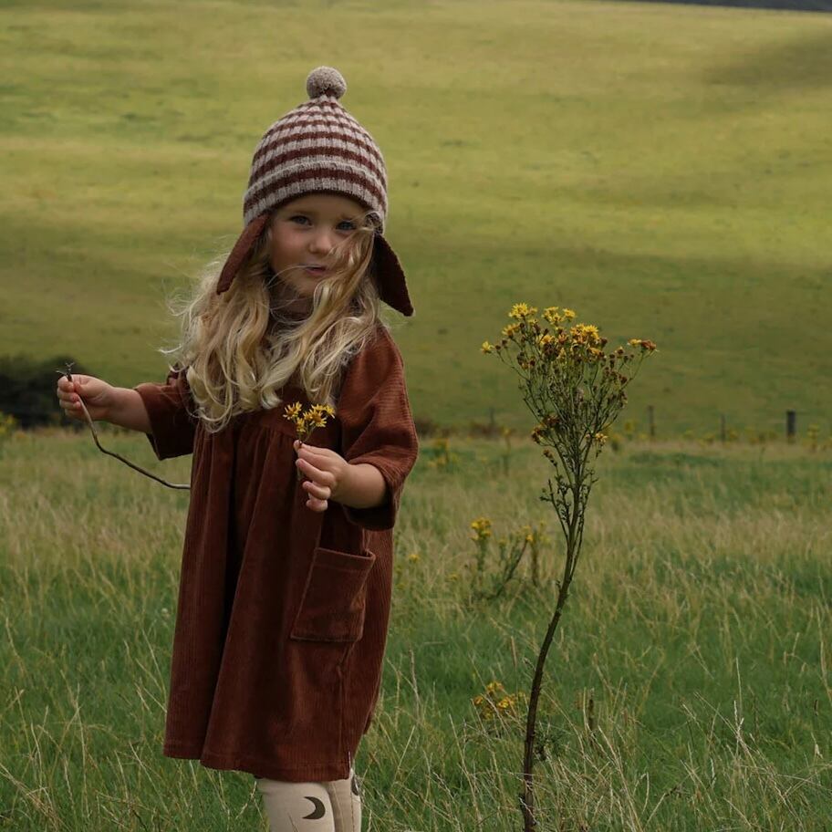 送料無料【organic zoo】Stripes Pom Pom Wool Hat | RIRIBELL