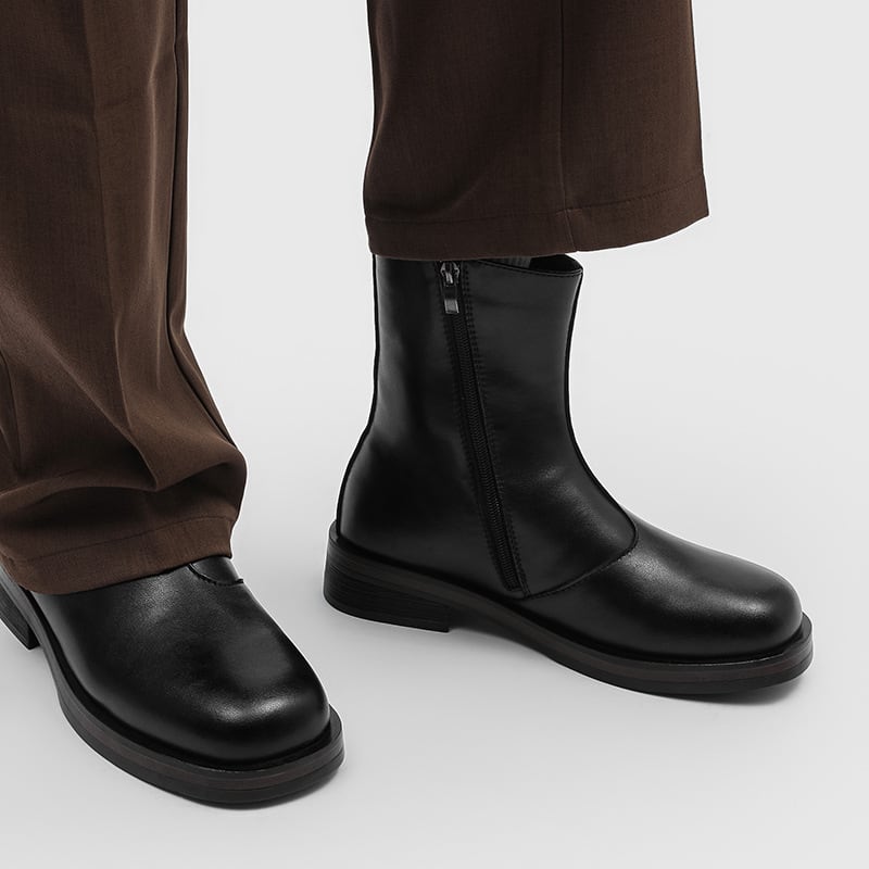 Minimal Leather Zip Boots | Urban Cypher
