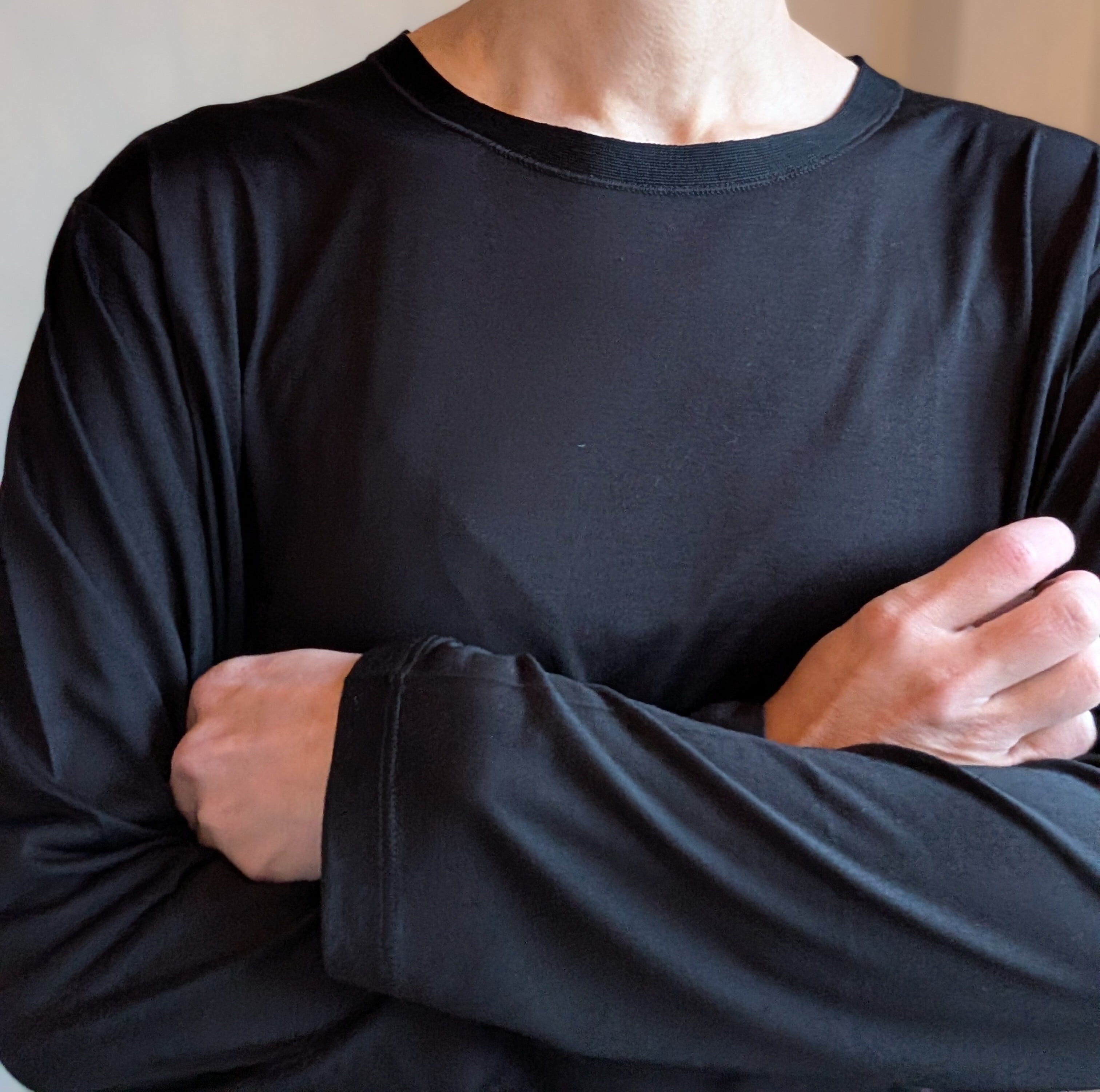 シルクニット杢長袖ワンピース / BLACK / SILK100% | 服と雑貨ume 大阪