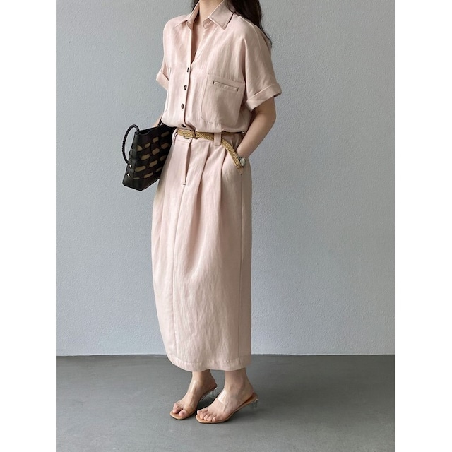 Belted Pocket Shirt Long ワンピース [26010449]