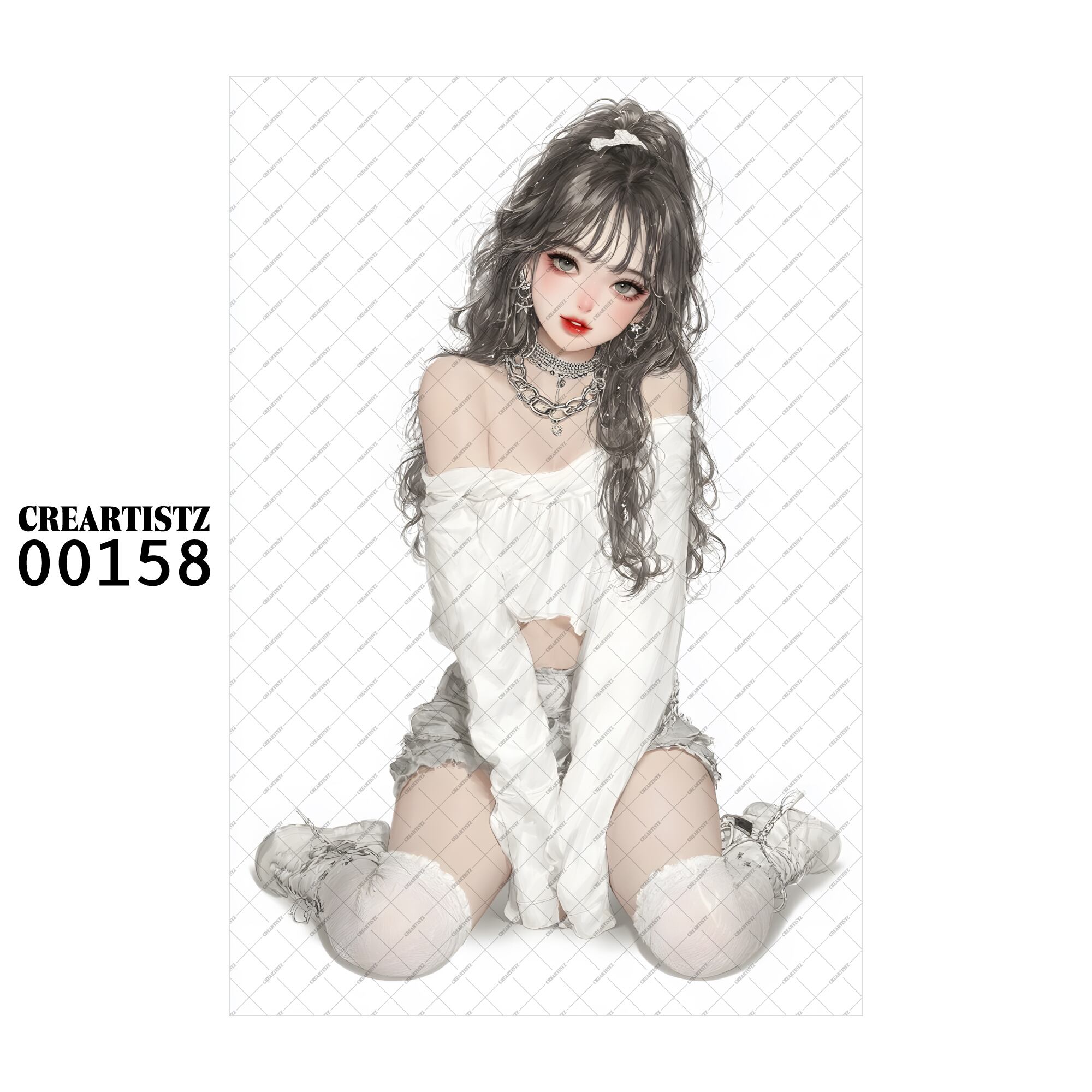 00158 ガール キュート オリジナル ペーパー/ステッカー 4枚セット CREARTISTZ