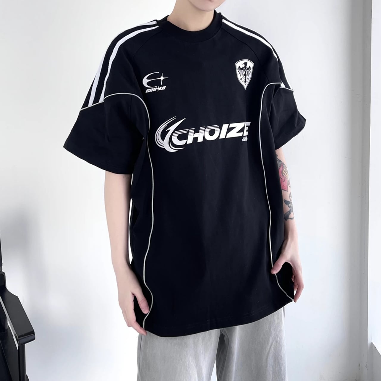 スポーティーロゴラグランルーズラインTシャツ 2col A00136
