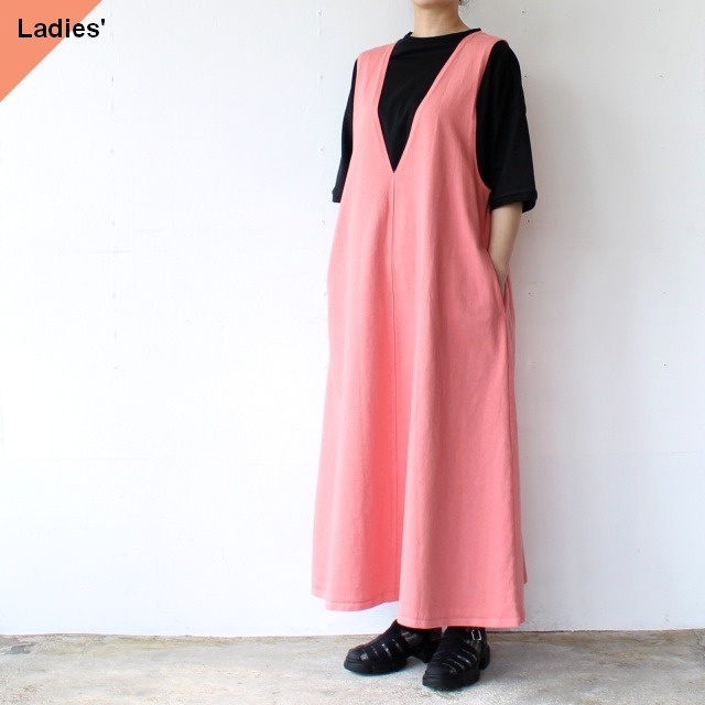 Siora 超度詰め天竺ノースリーブVワンピース 1816fleece machine v one-piece