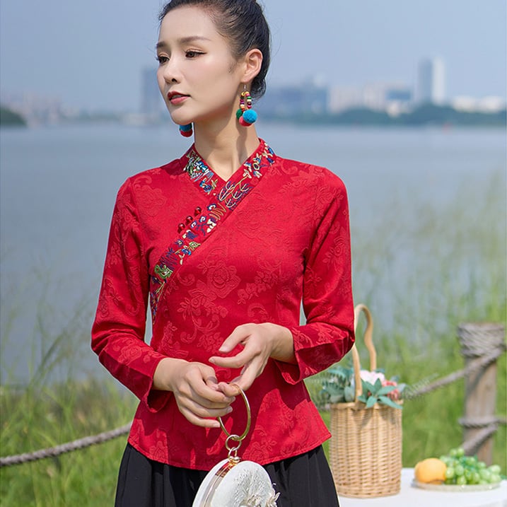 チャイナ服 トップス 長袖 刺繍 民族風トップス zt421 チャイナ服 トップス 長袖 刺繍 民族風トップス zt421