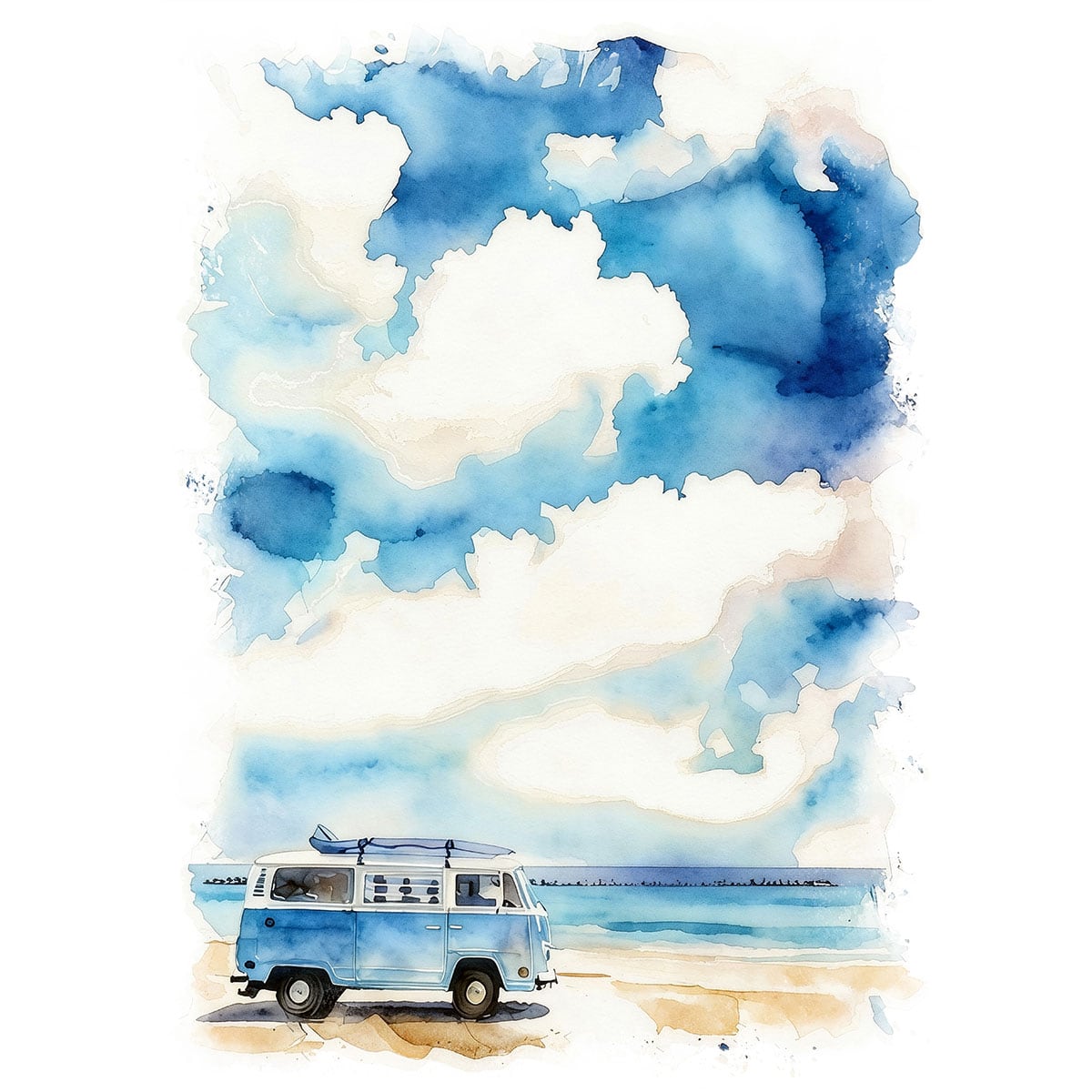 絵画 夏の風景 インテリアアート額付き 水彩画・油絵調 WAT0570