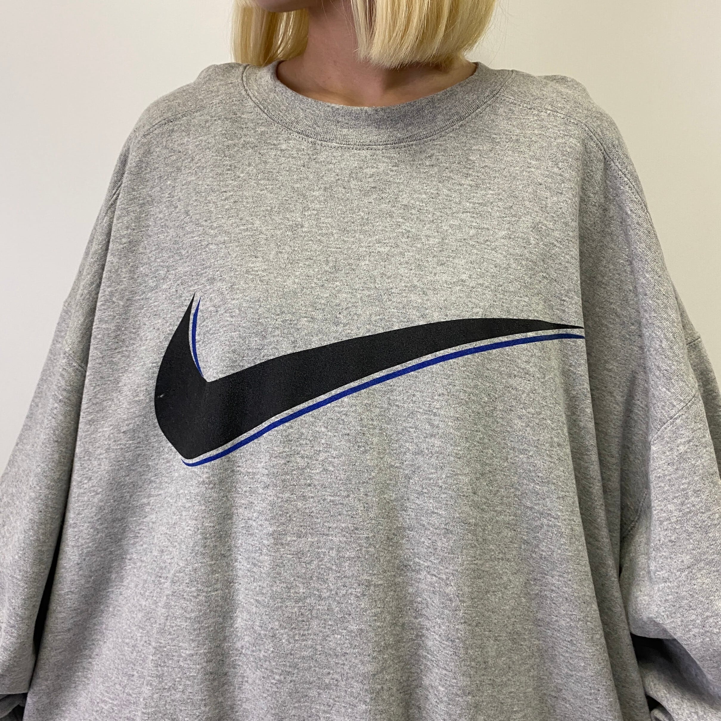 ビッグサイズ USA製 90年代 NIKE ナイキ スウォッシュ ビッグロゴプリント スウェットシャツ トレーナー メンズXL 古着 ビッグロゴ  スウォッシュロゴ 90s ヴィンテージ ビンテージ グレー【スウェット】【SA2204】【HA10】 | cave 古着屋【公式】古着通販サイト