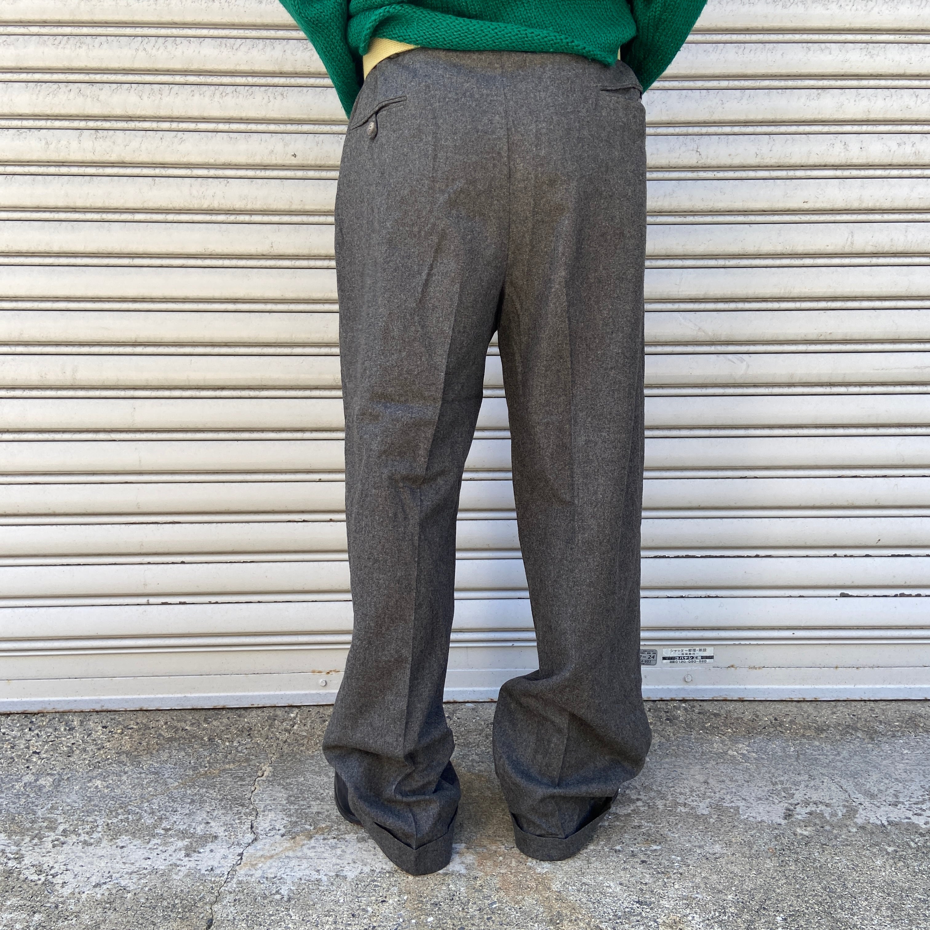 80s USA製 RalphLauren 2タックウールスラックス 鼠色 W34 80s USA製 RalphLauren 2タックウールスラックス 鼠色 W34