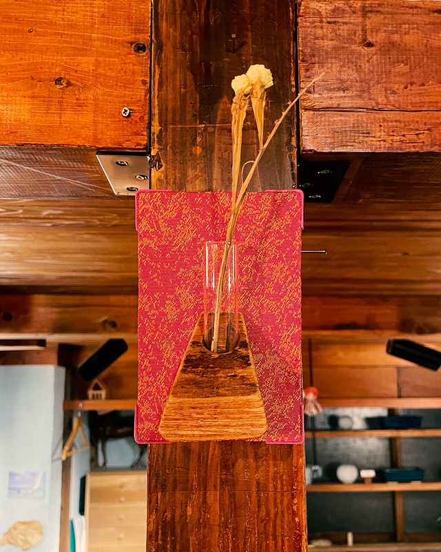 OBI mix color fabric single flower vase / iroha.h-p.2315 / ファブリックパネル 壁掛け 一輪挿し ディフューザー