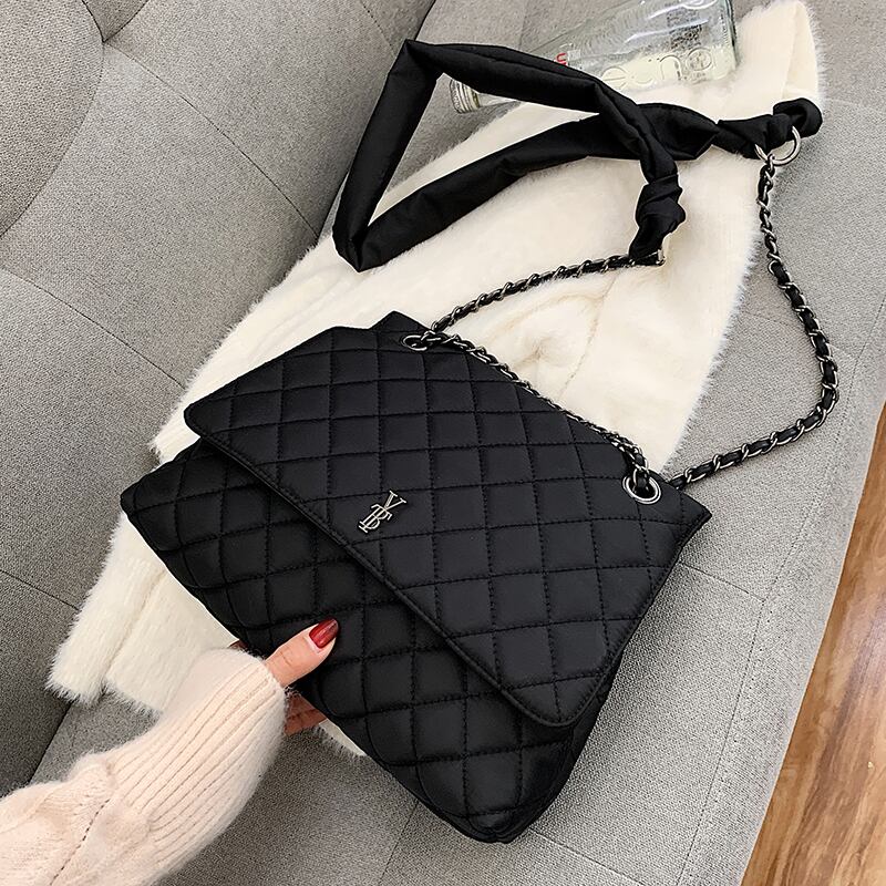 ラージバッグレディース2020新しいトレンディな大容量ファッションオールマッチダイヤモンドチェーンメッセンジャーバッグブラックシンプルショルダーバッグ Tiancai_Wing_Bag31417622522