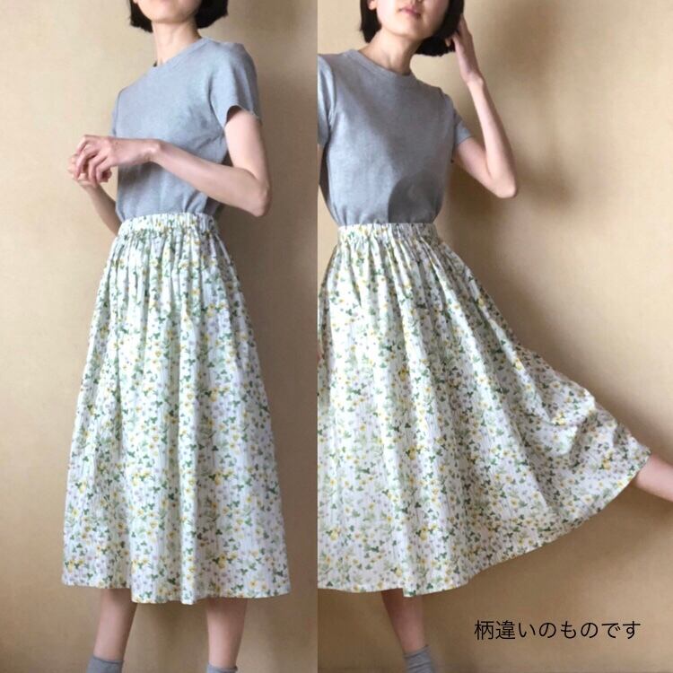 【美品】45R　スカート　LIBERTY　ネオンフィールズ　花柄　ギャザー　M 美品】45R スカート LIBERTY ネオンフィールズ 花柄 ギャザー M 美品