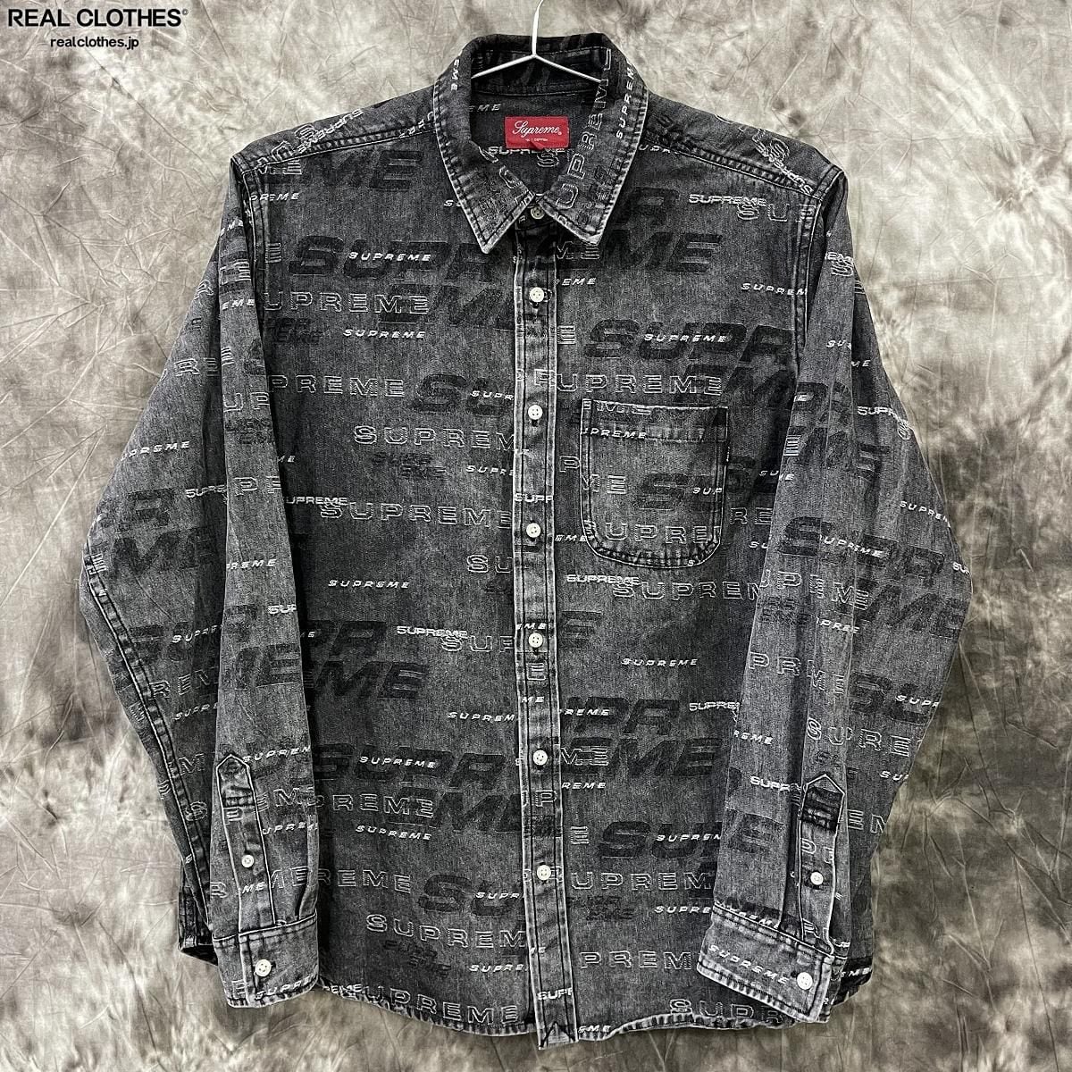 Supreme Logo Denim Shirt Black S