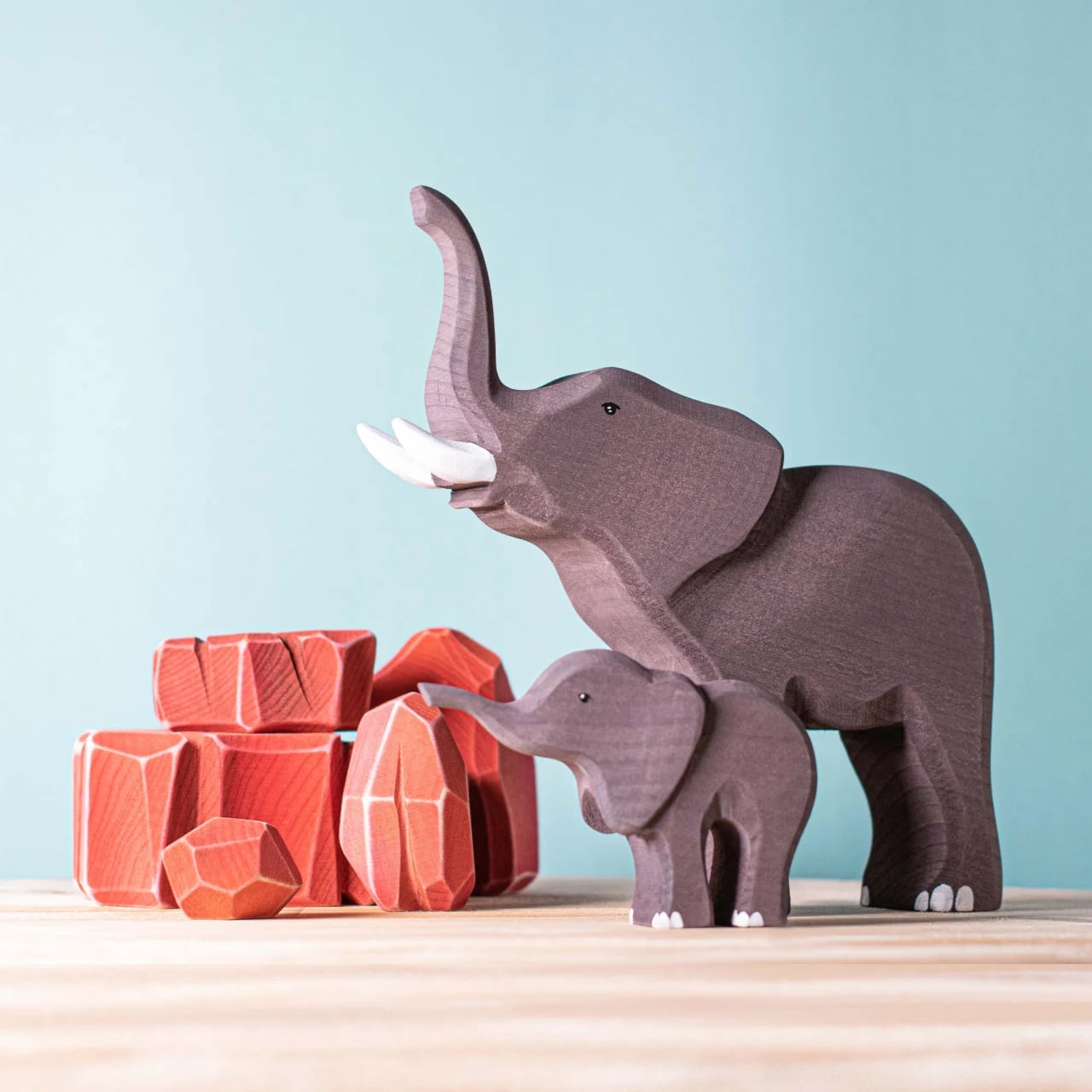 親子ゾウ 取寄品】bumbutoys ゾウの親子（岩付） | 木のおもちゃ専門店 おもちゃ