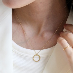 【ネコポス便】ネックレス サークルモチーフネックレス 丸型 楕円 金属アレルギー サージカルステンレス つけっぱなし 金アレ対応 レディース シルバー ゴールド プレゼント 18K 表面加工 2065